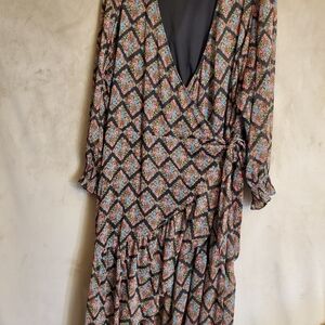 LC Lauren Conrad Black Floral Midi Dress